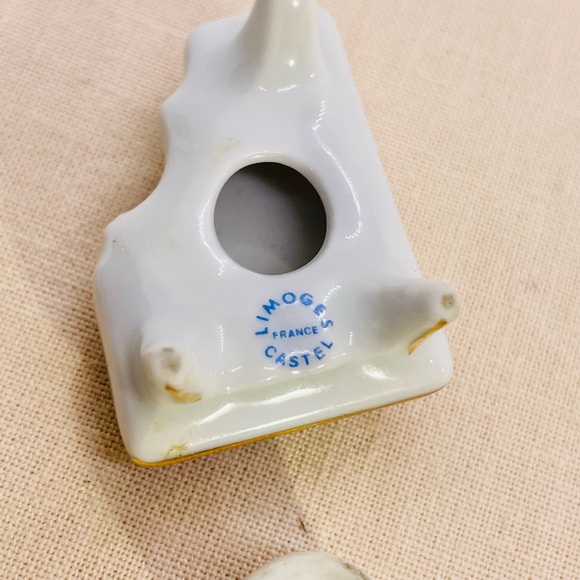 Vtg “Limoges Castel France” hand painted couple porcelain mini piano & stool - Picture 5 of 8